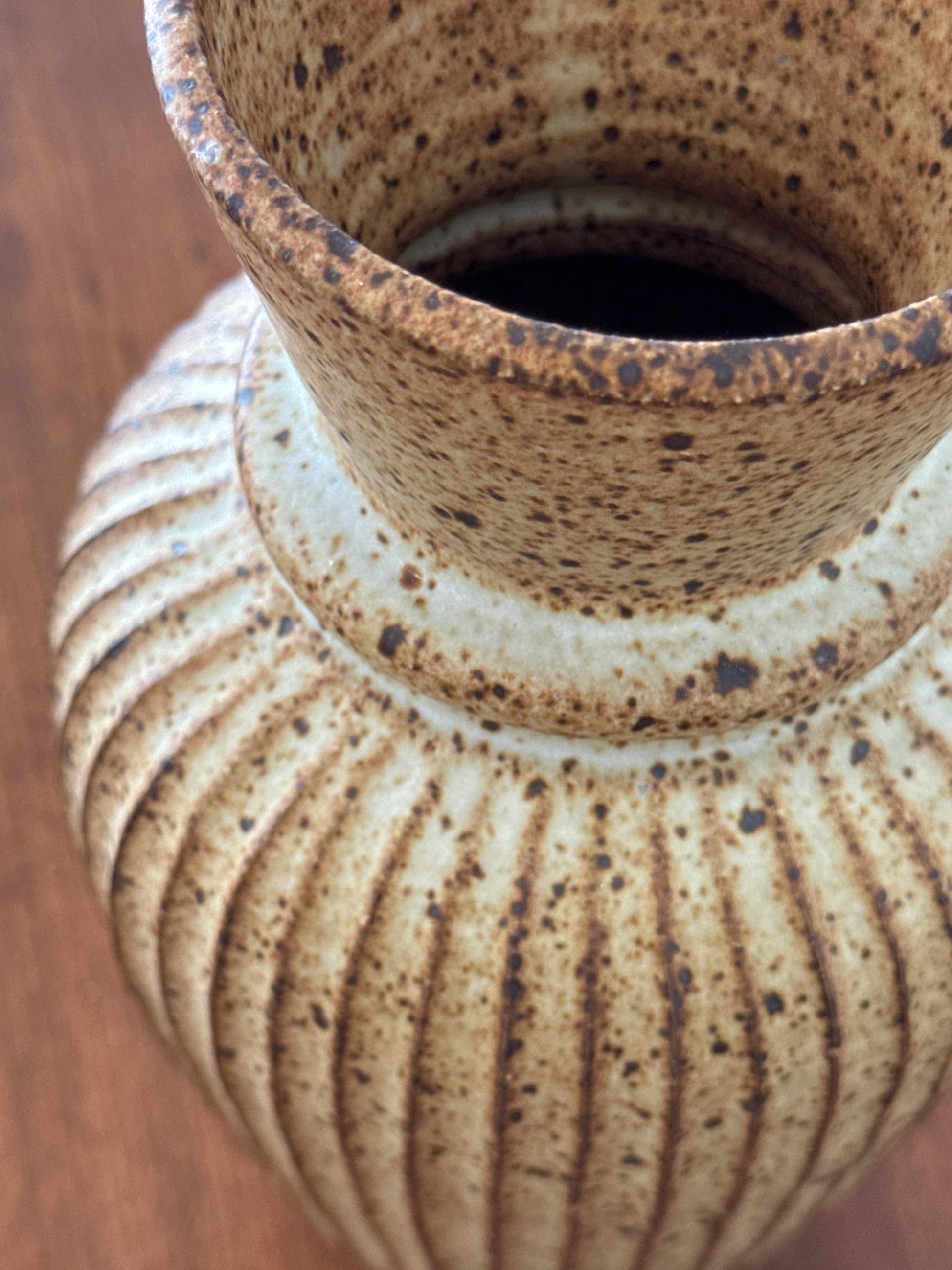 Tall Warm White Vase with Flared Opening