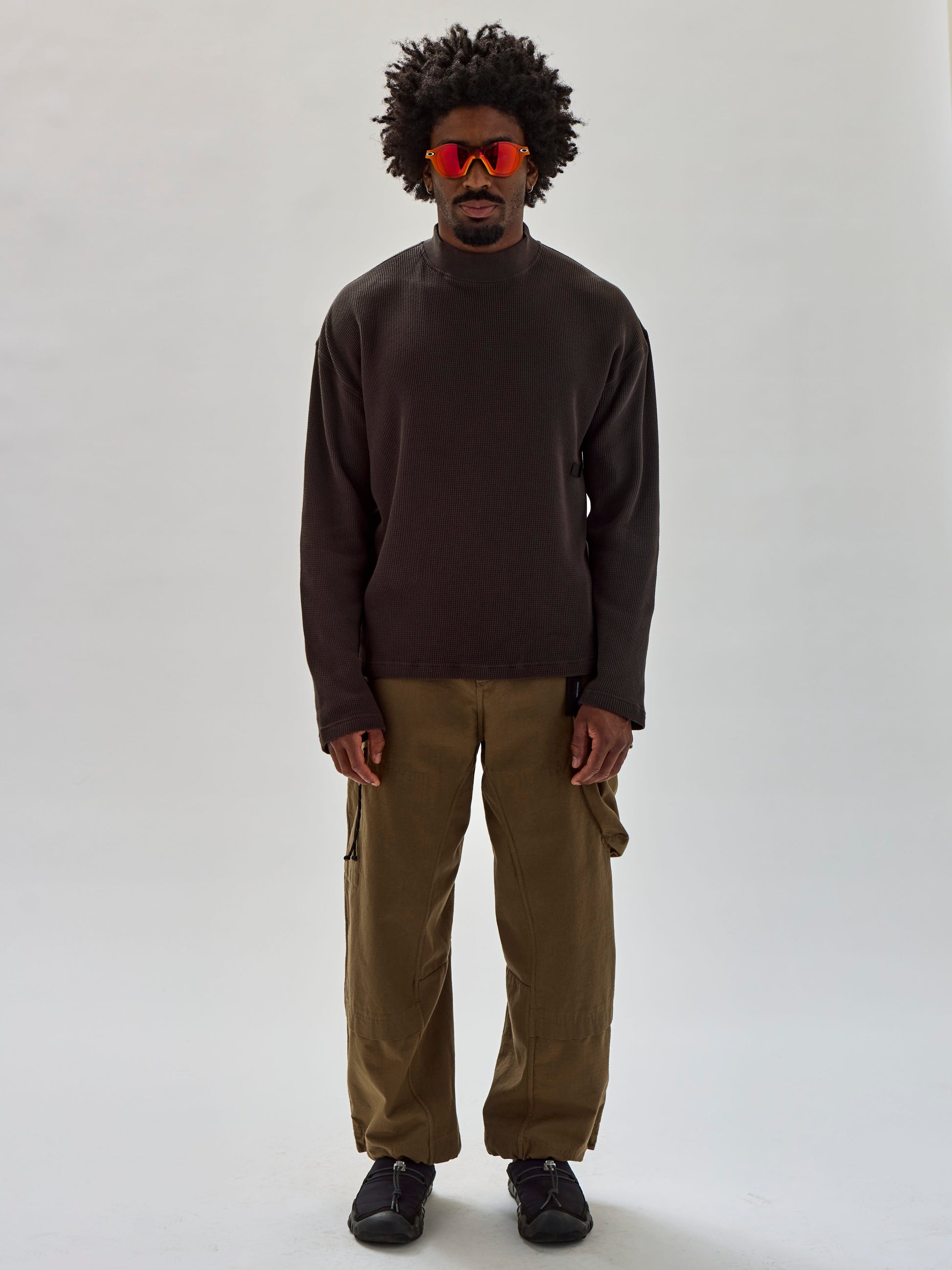 MS-121 Mockneck Tee in Basalt