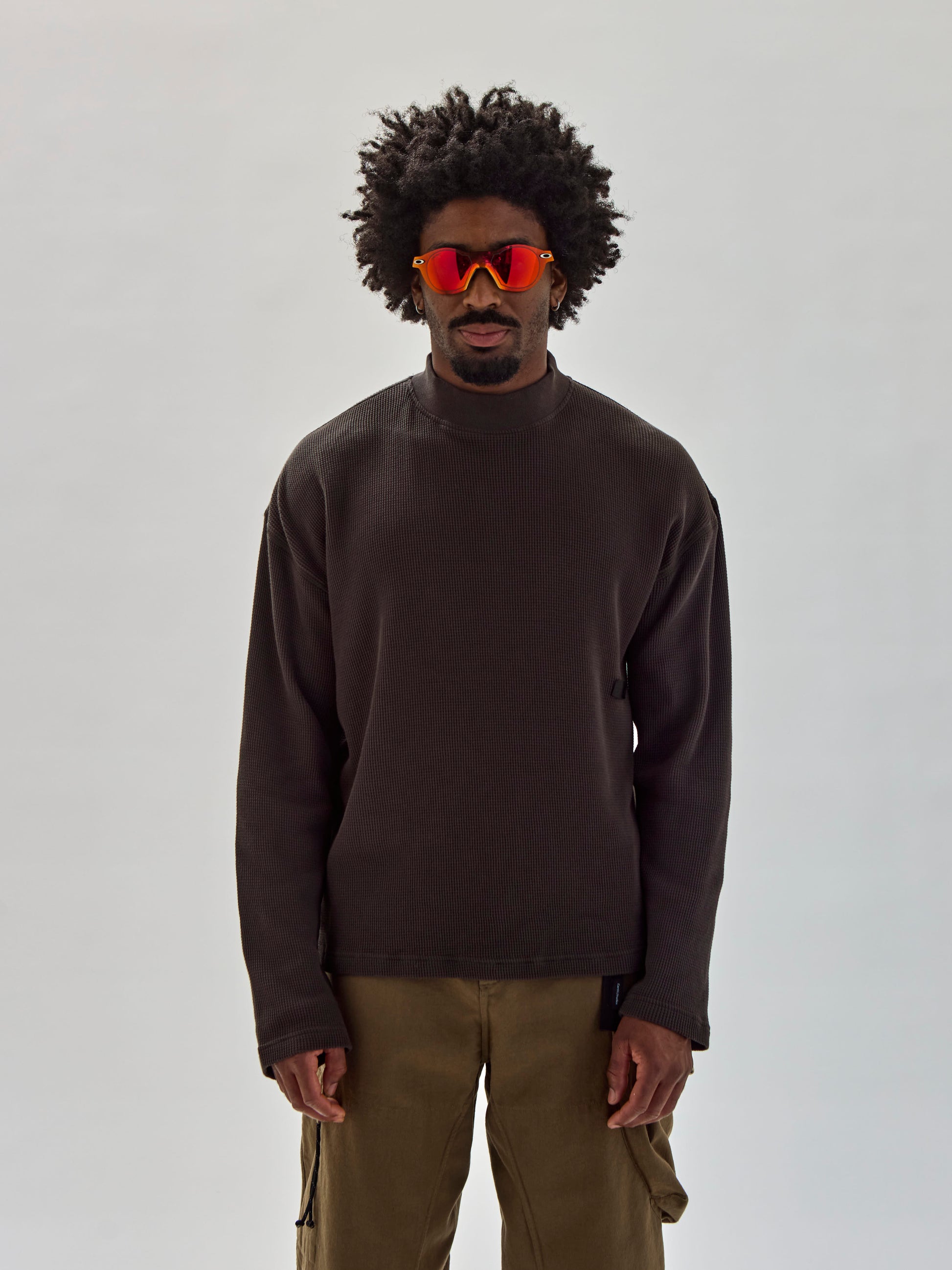 MS-121 Mockneck Tee in Basalt