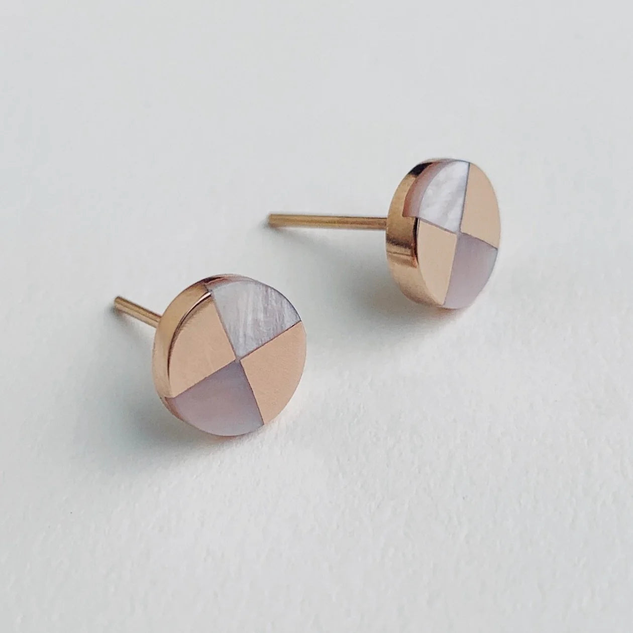 Ray Studs in Rose Gold + Pink Mother of Pearl