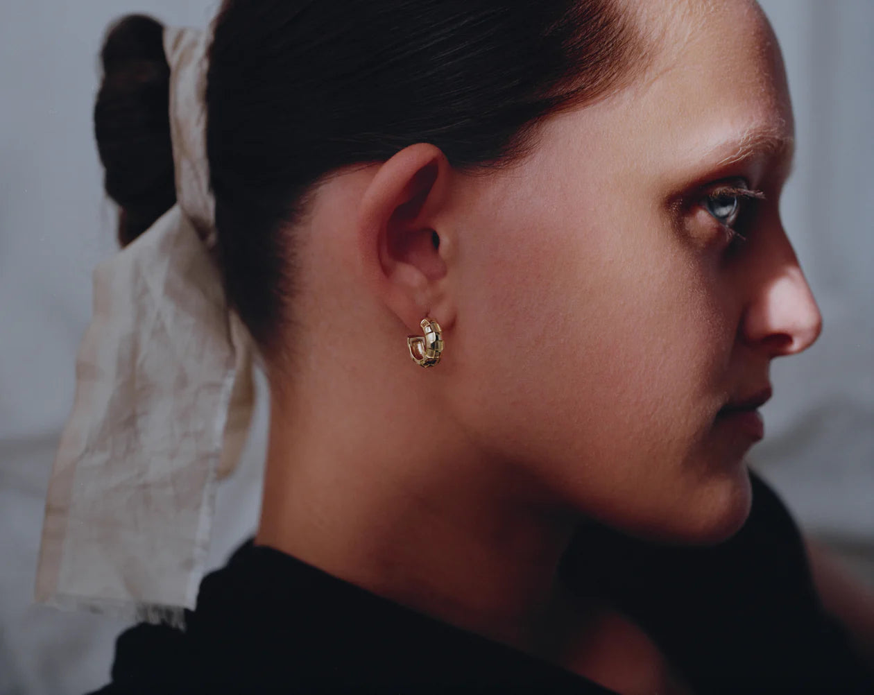 10k Rose Gold Checkerboard Hoops - Medium