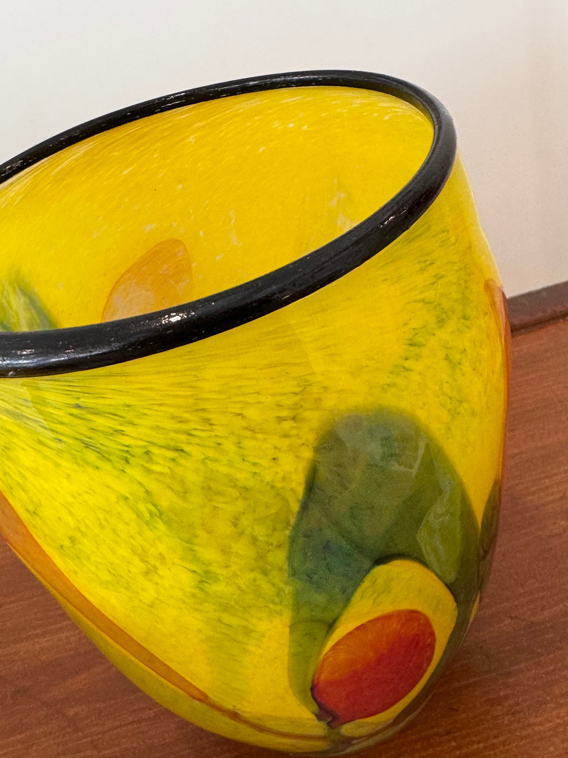 Vintage Yellow Abstract Glass Vase