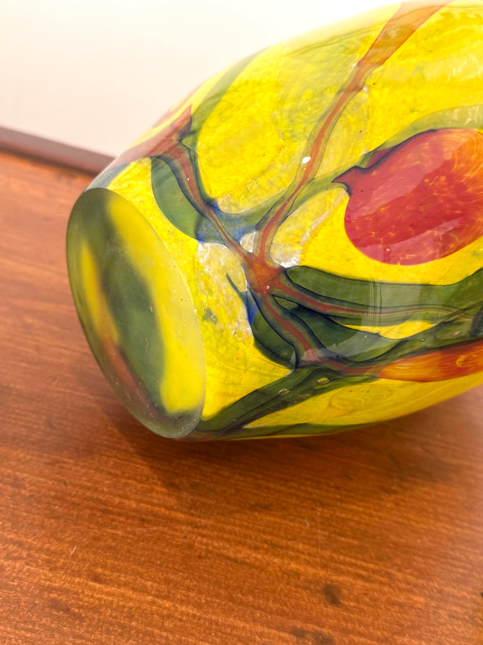 Vintage Yellow Abstract Glass Vase