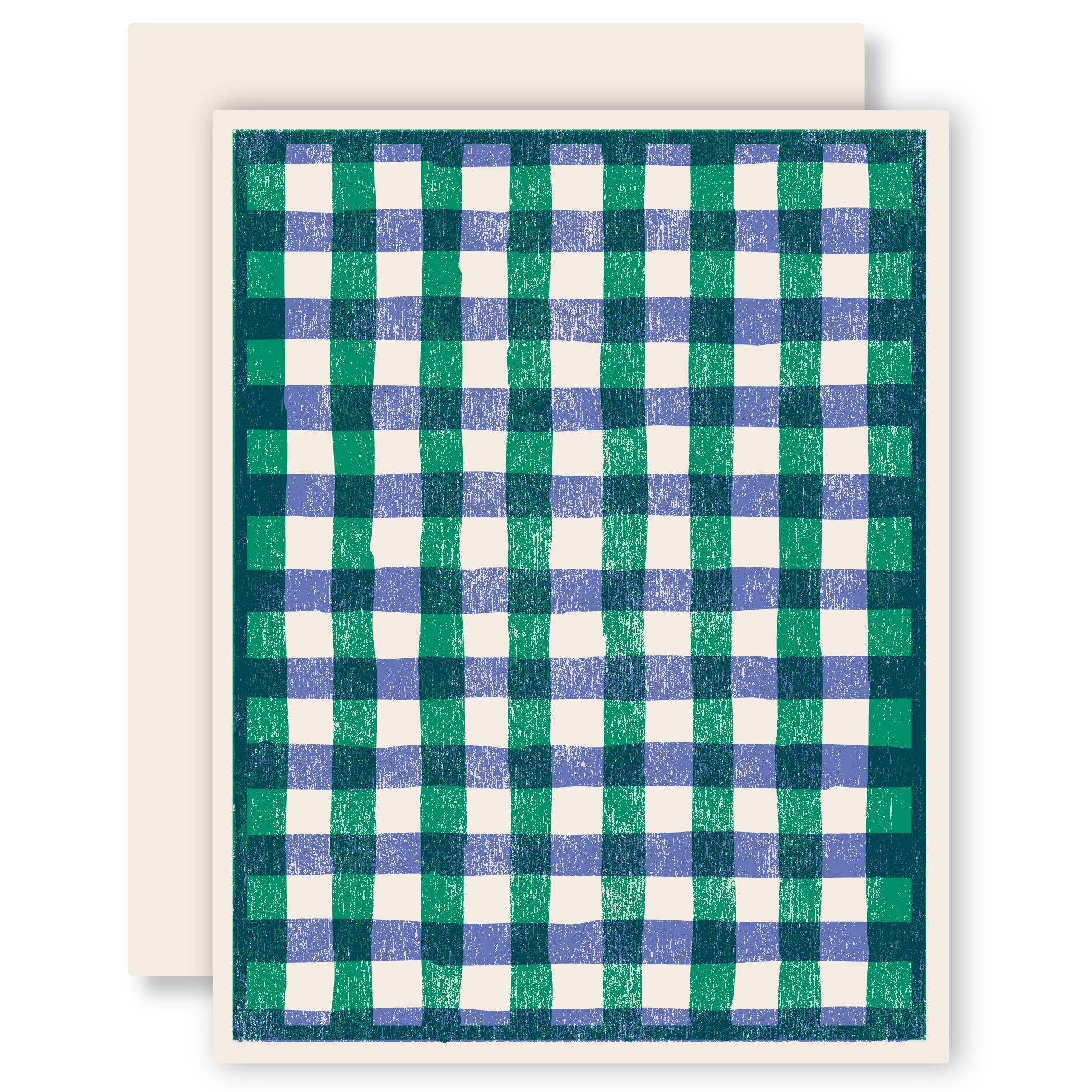Gingham Blue Letterpress Card