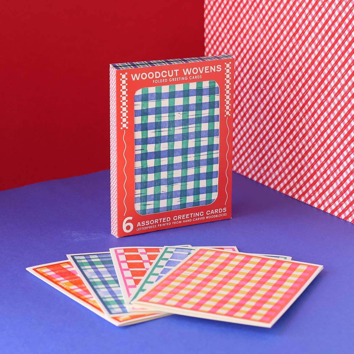 Red Squares on Squares Letterpress Card