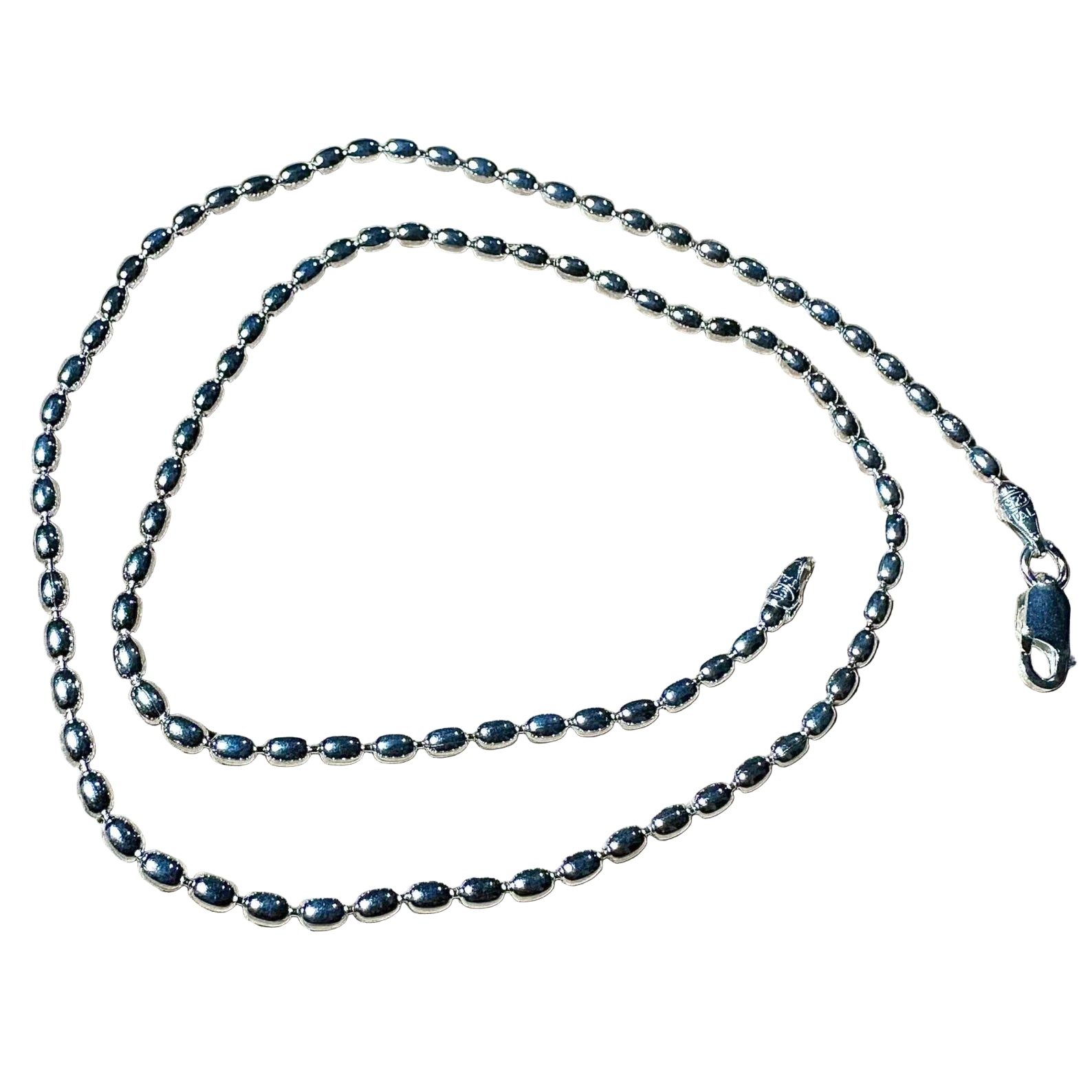 Sterling Silver Rice Bead Chain Necklace