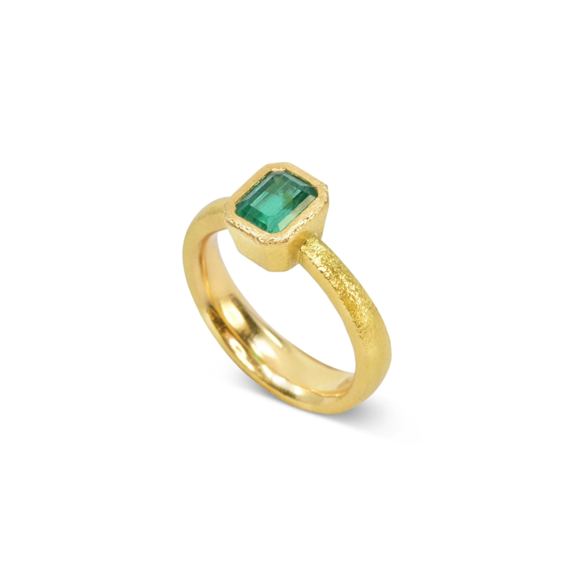 18K + Antique Cushion Cut Emerald Ring