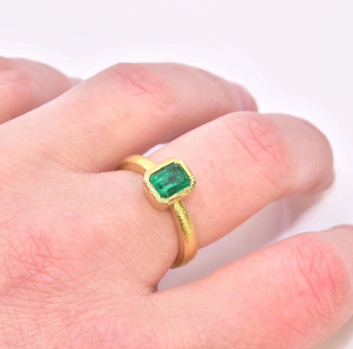 18K + Antique Cushion Cut Emerald Ring