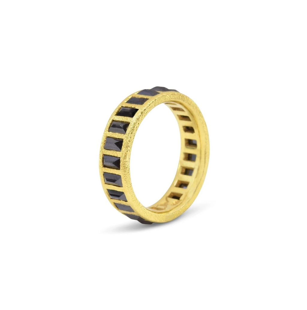 18K + Black Diamond Baguette Ring