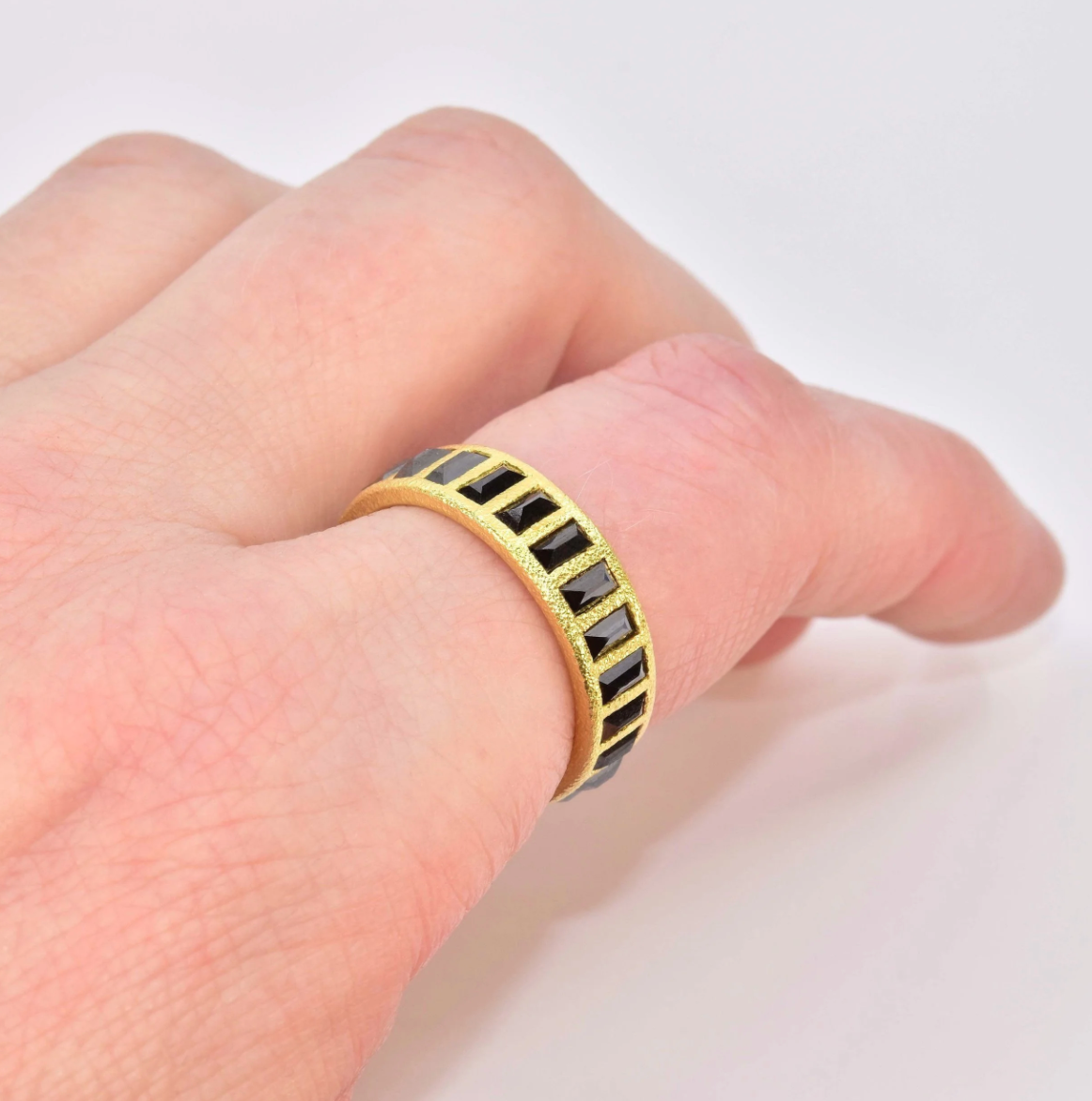 18K + Black Diamond Baguette Ring