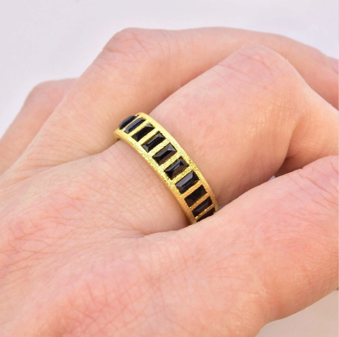 18K + Black Diamond Baguette Ring