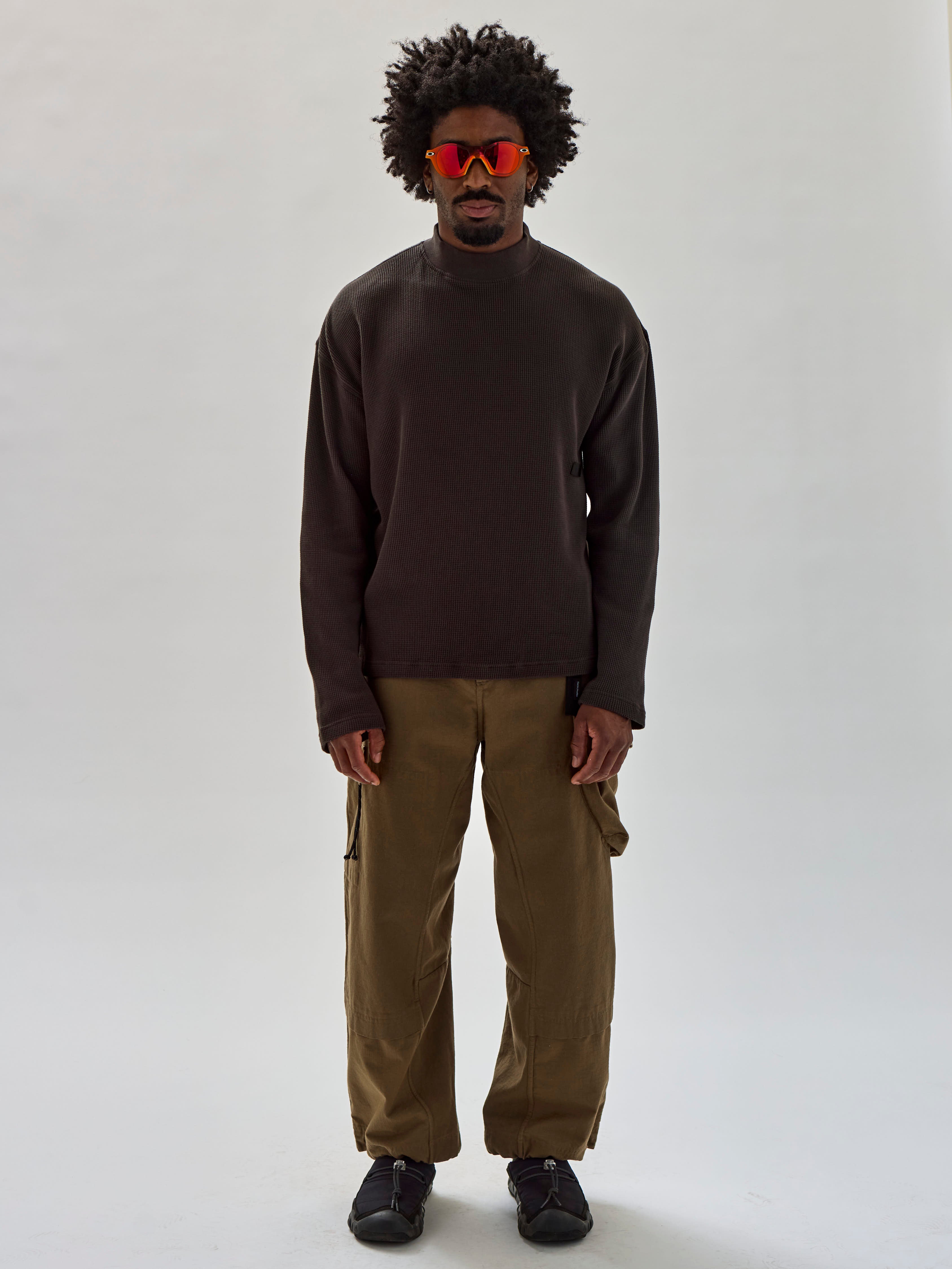 MS-121 Mockneck Tee in Basalt