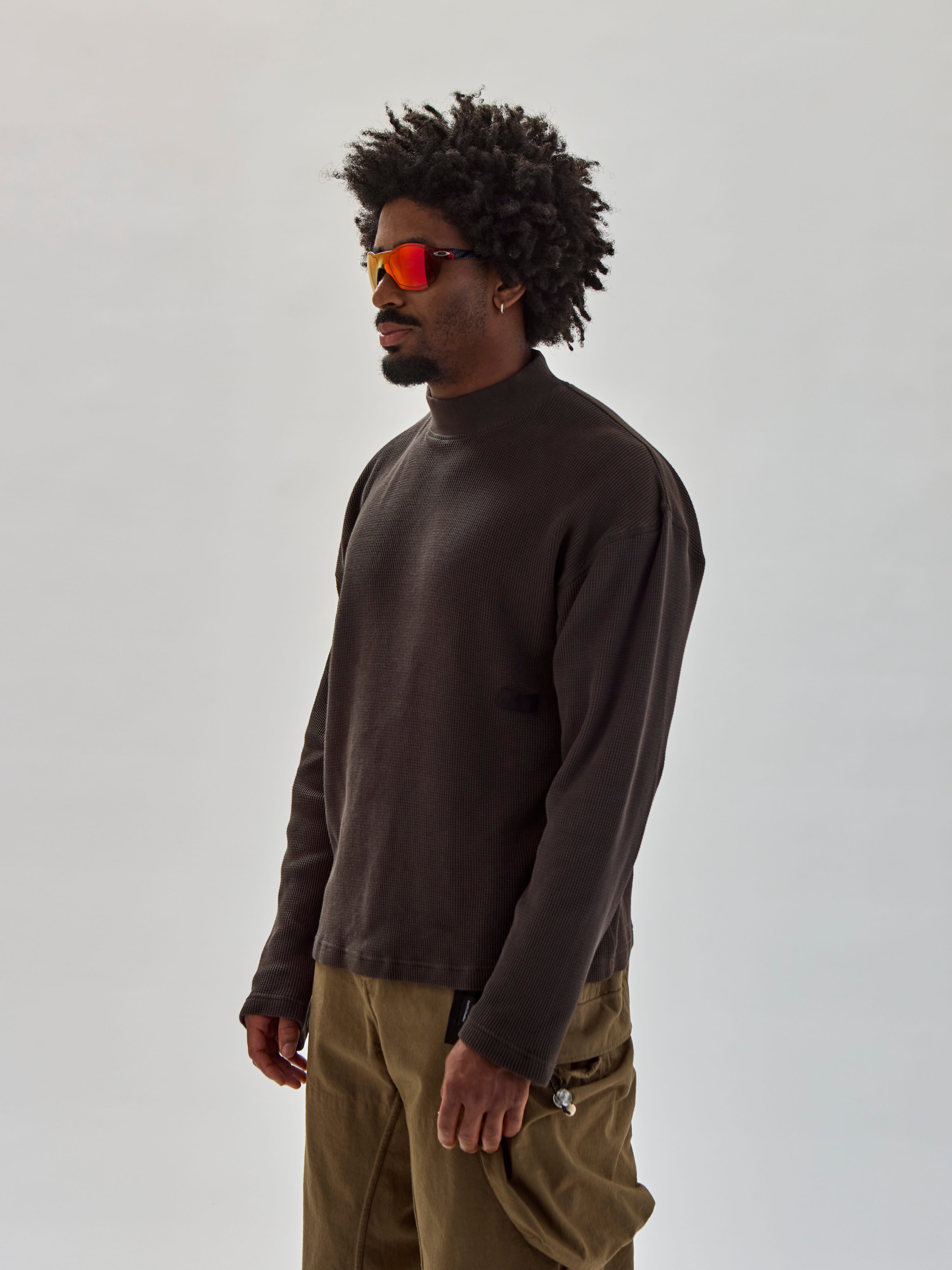 MS-121 Mockneck Tee in Basalt