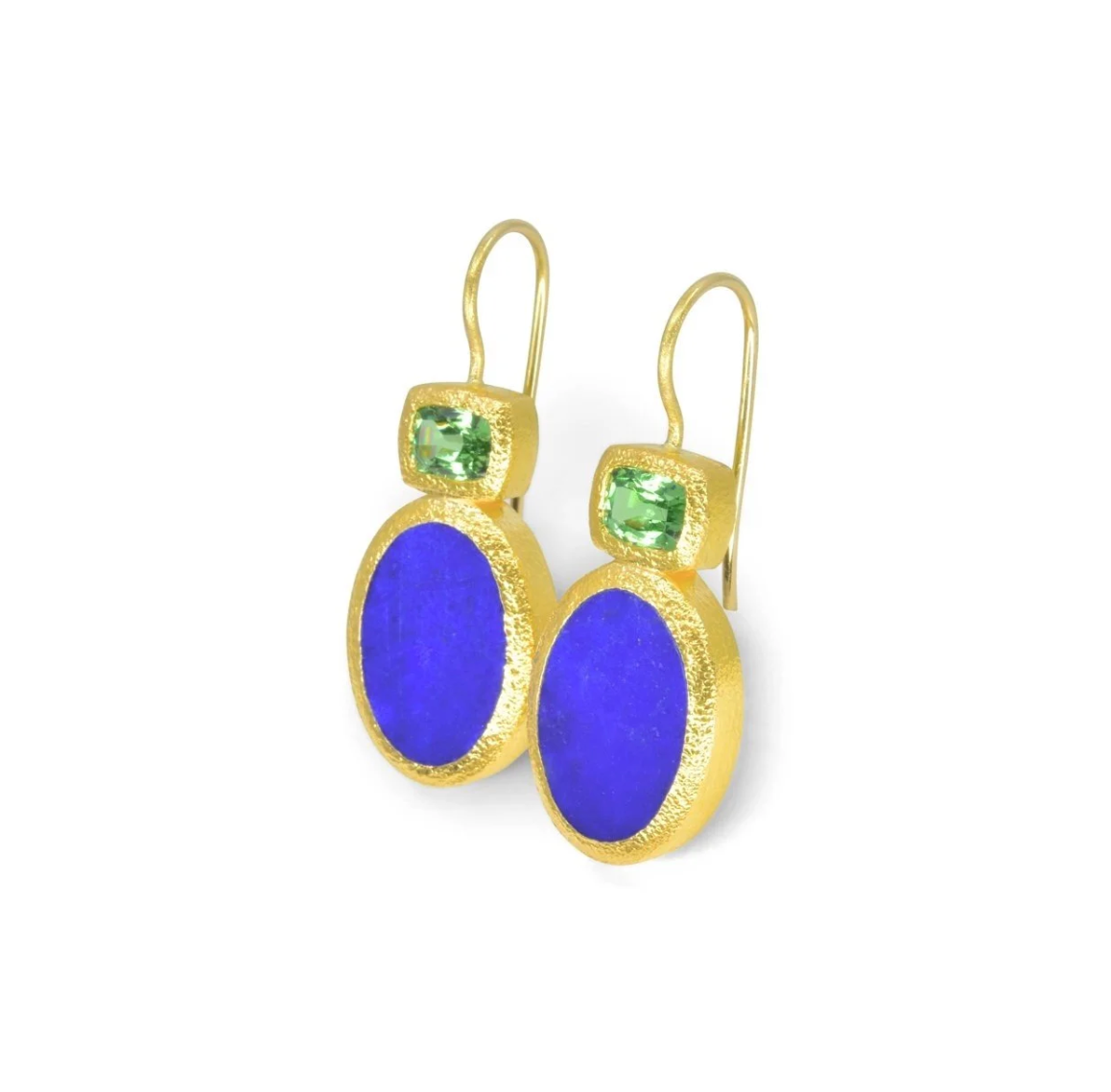 22k Lapis + Tsavorite Garnet Earrings