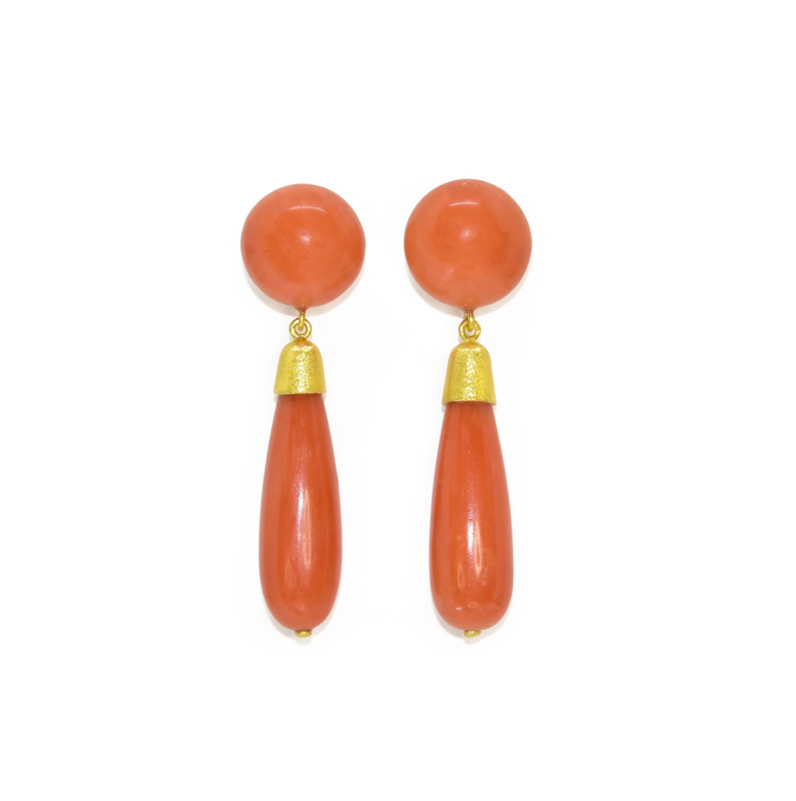 22k + Antique Coral Drop Earrings