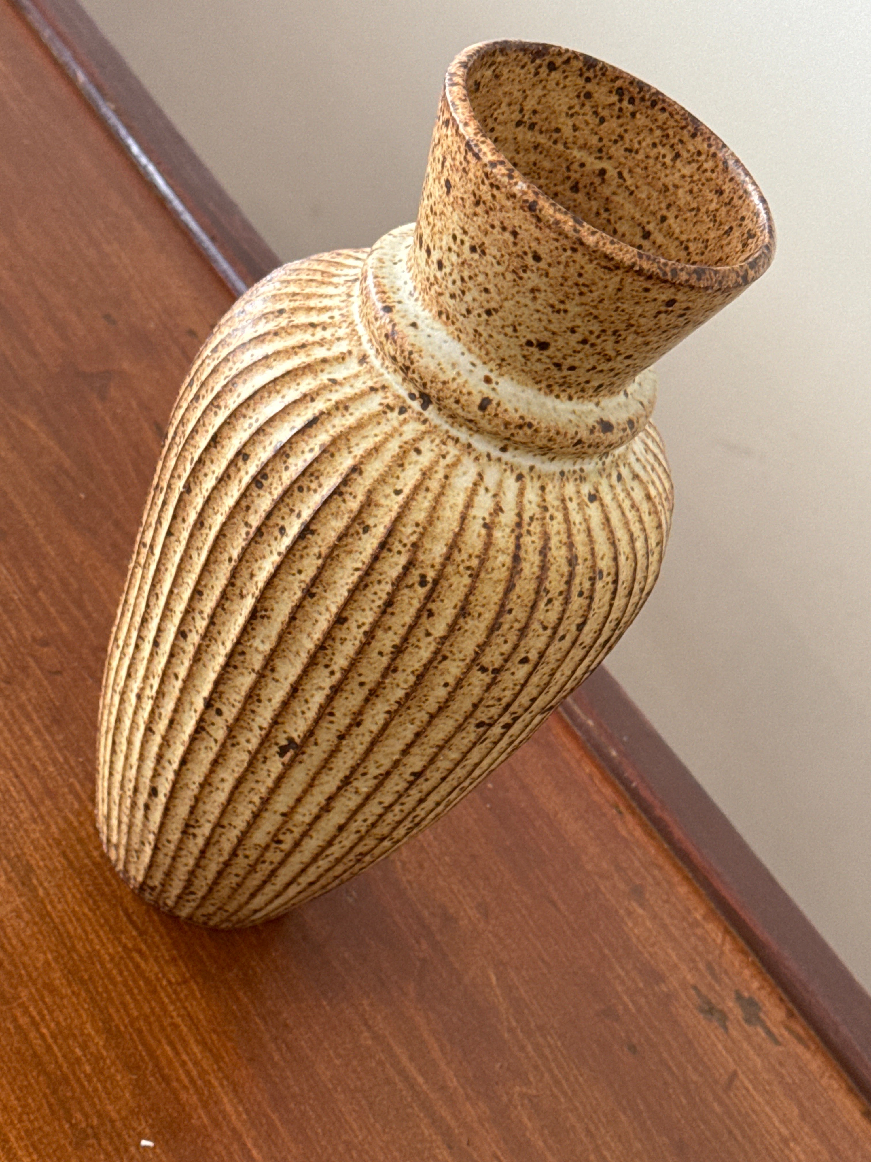 Tall Warm White Vase with Flared Opening