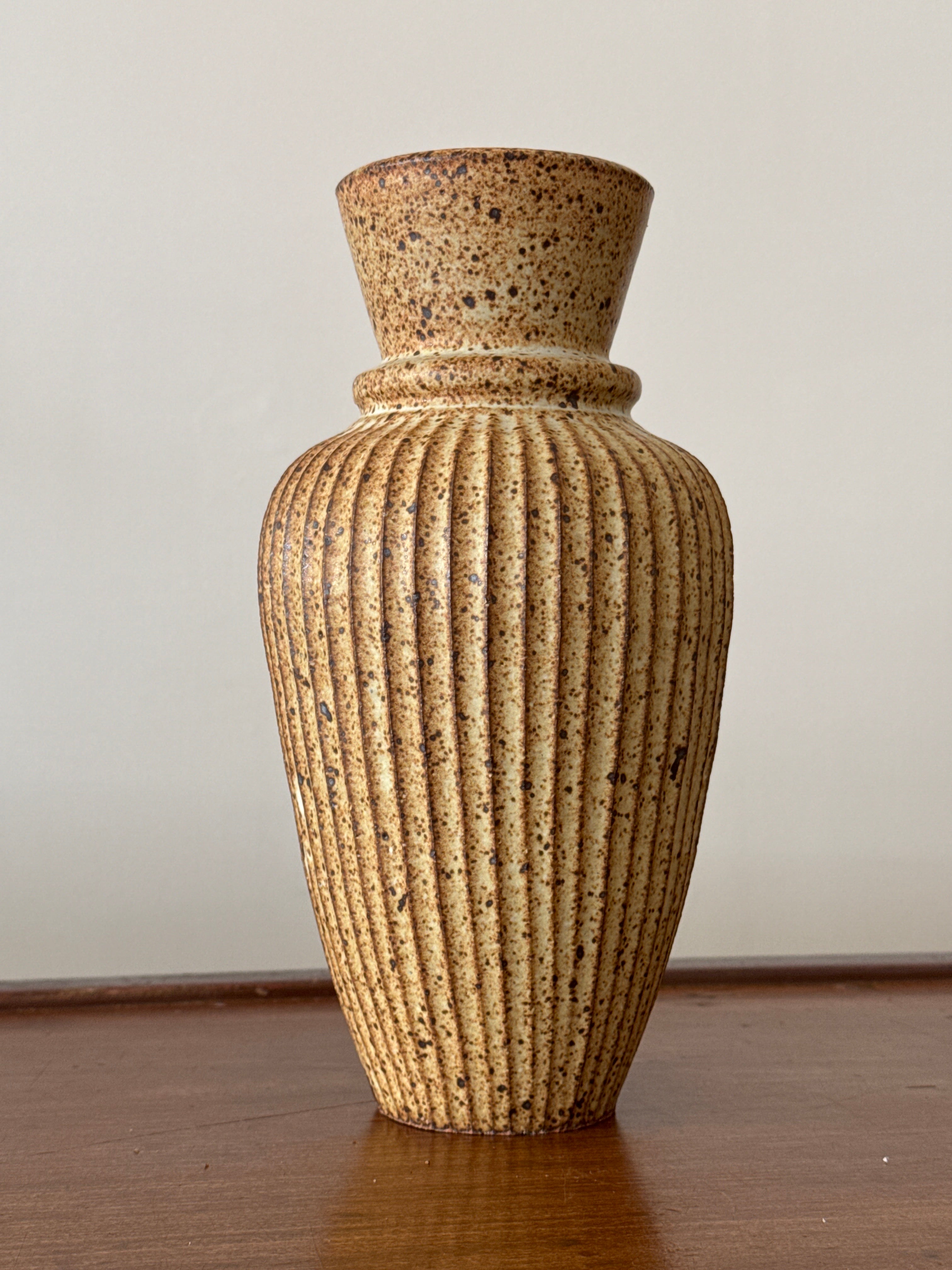 Tall Warm White Vase with Flared Opening