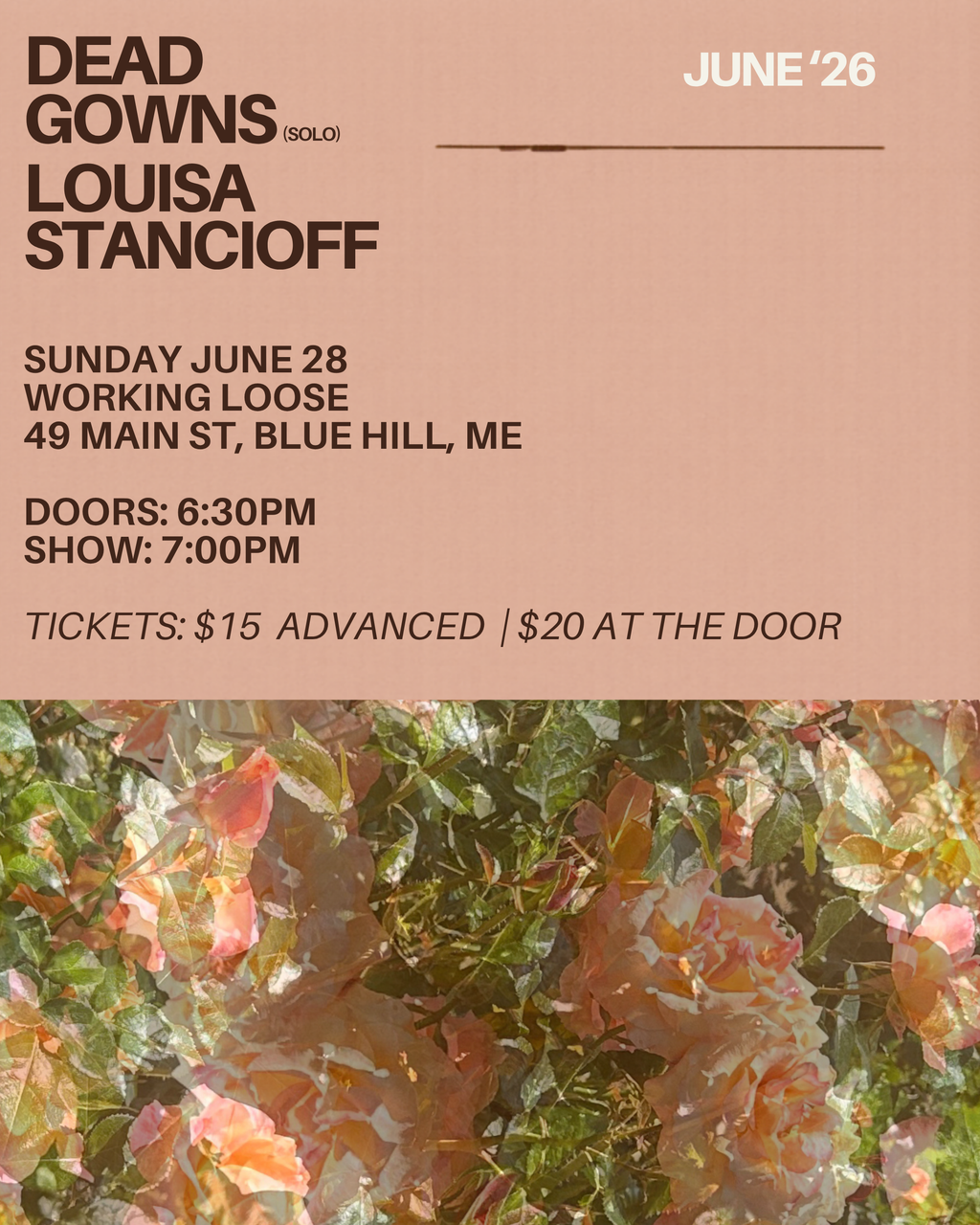 6/28 Live music | Dead Gowns (solo) + Louisa Stancioff