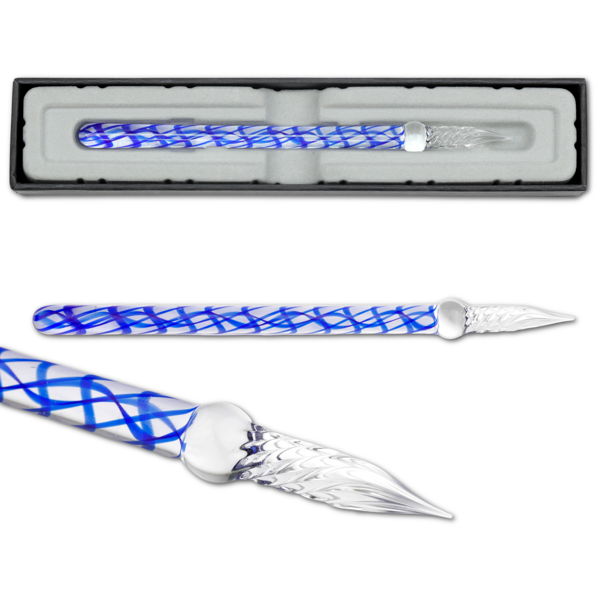 Eclat de Saphir Swirl Glass Dip Pen