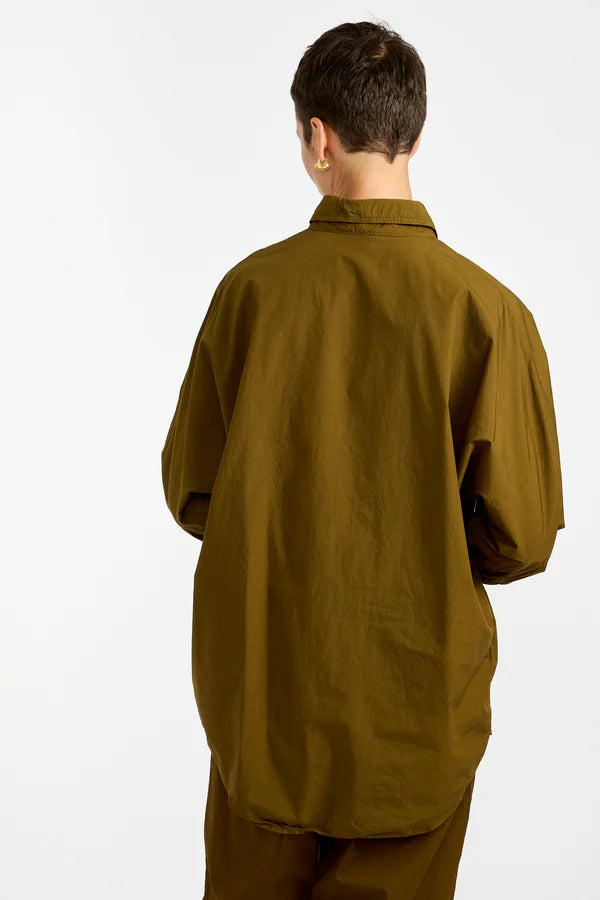 The Oversized Shirt in Olive Cotton Poplin