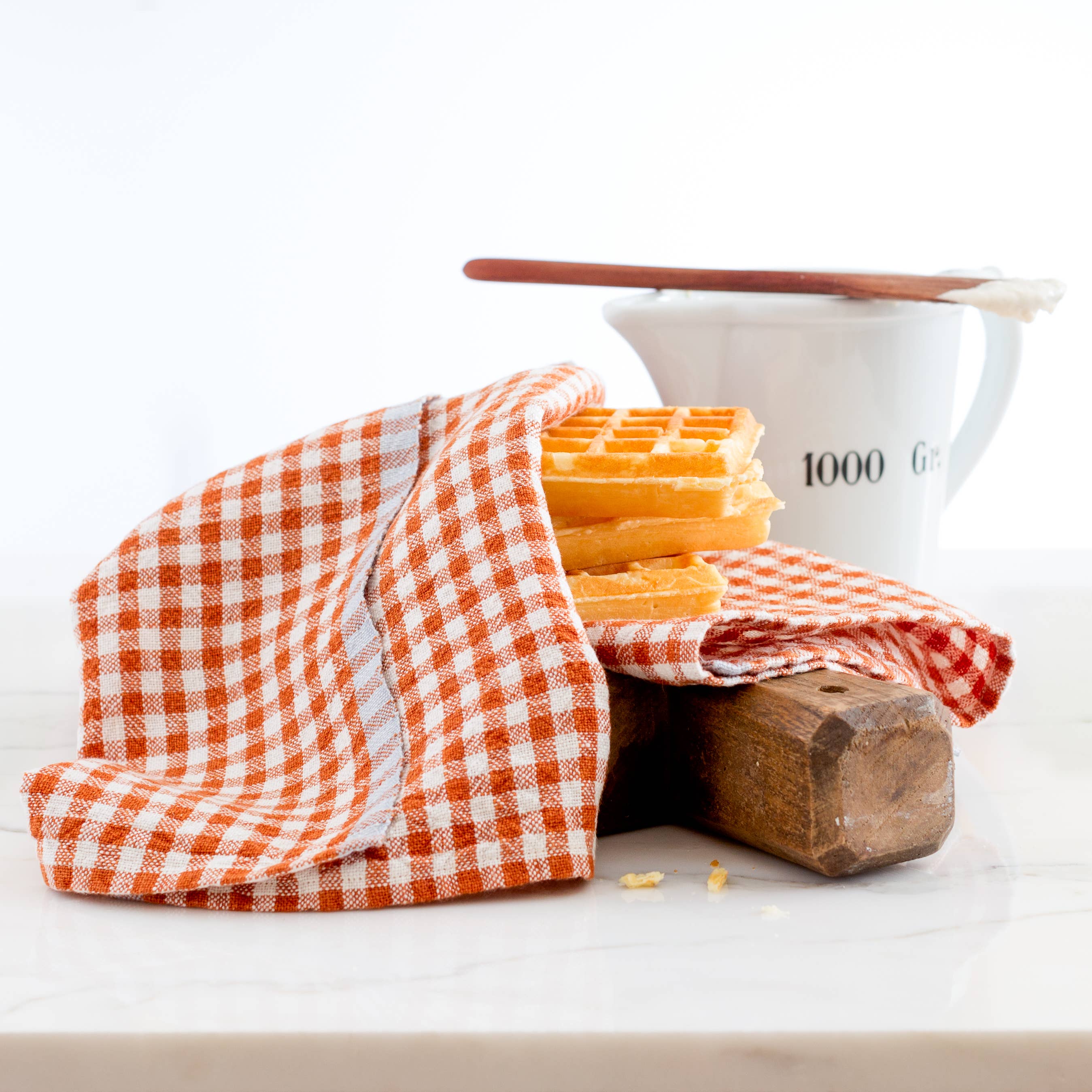 Two-Tone Cognac + Blue Gingham Tea Towel Set
