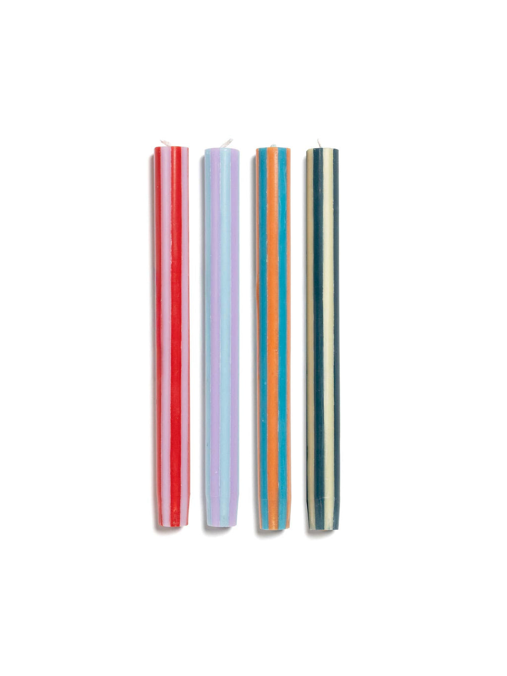 Mixed Stripe Dinner Candle Set