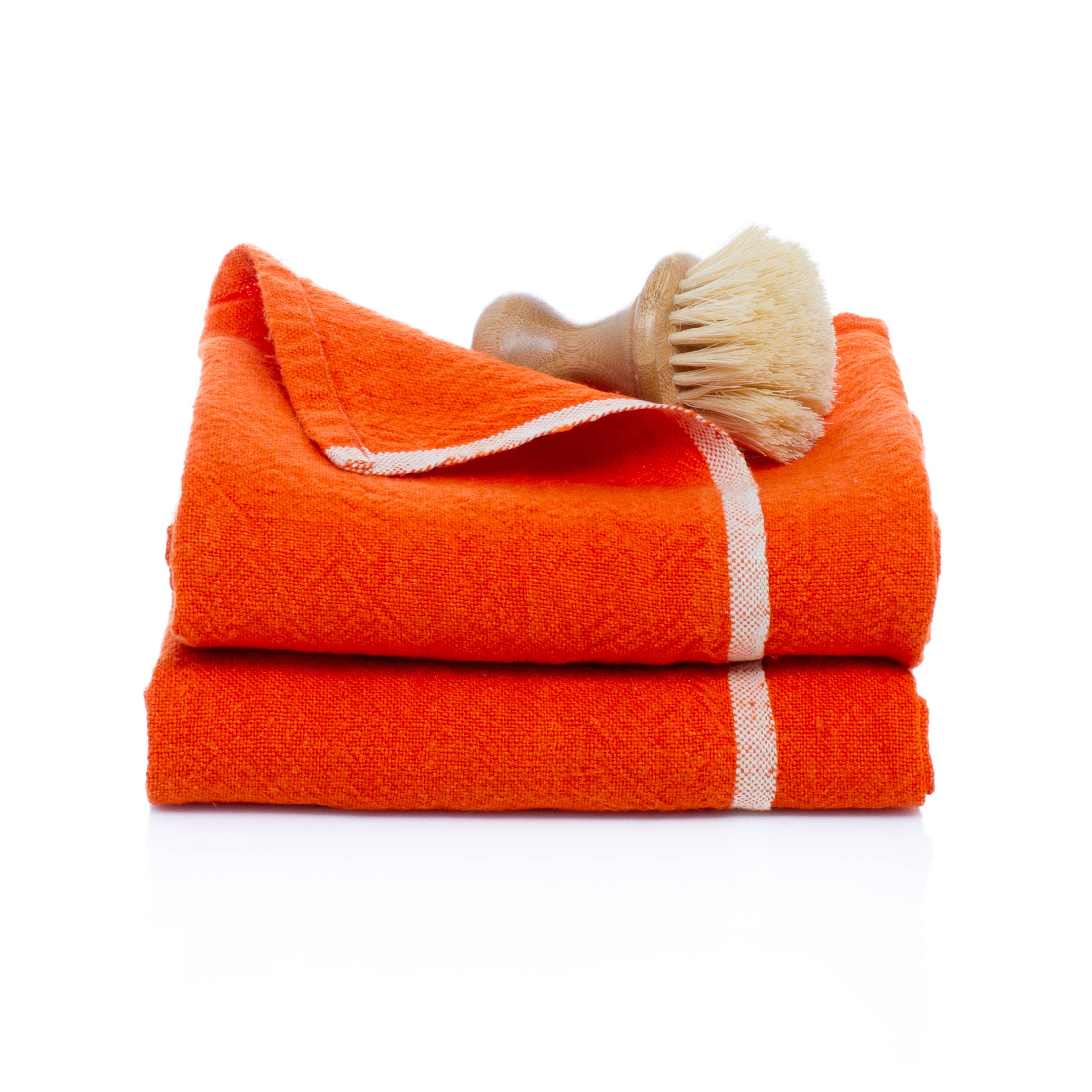 Orange Chunky Linen Towel Set
