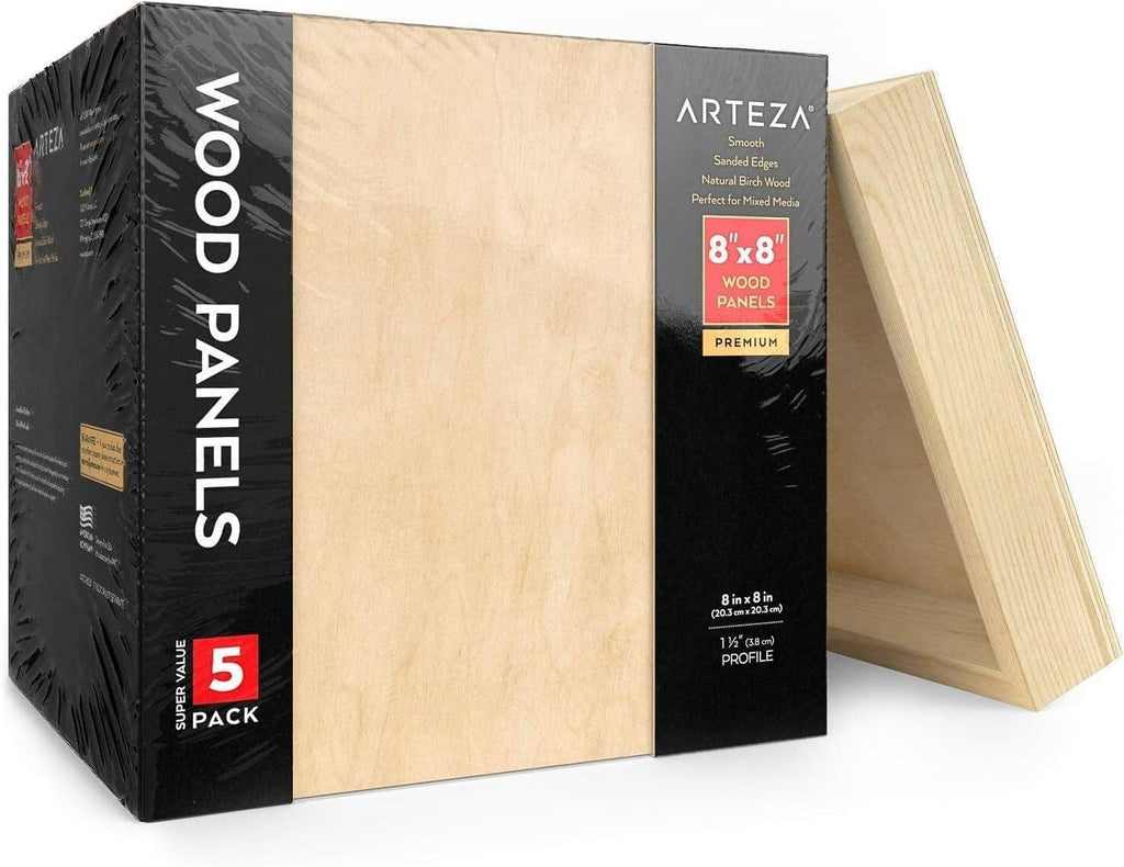 8x8 Wood Canvas Board, Set of 5