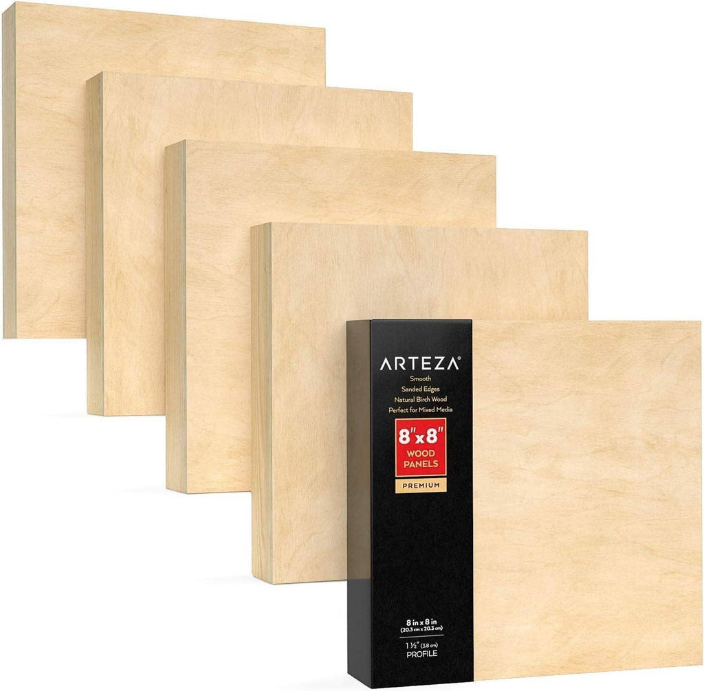 8x8 Wood Canvas Board, Set of 5