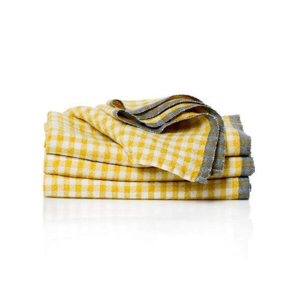 Two-Tone Gingham Napkins - Dijon + Grey
