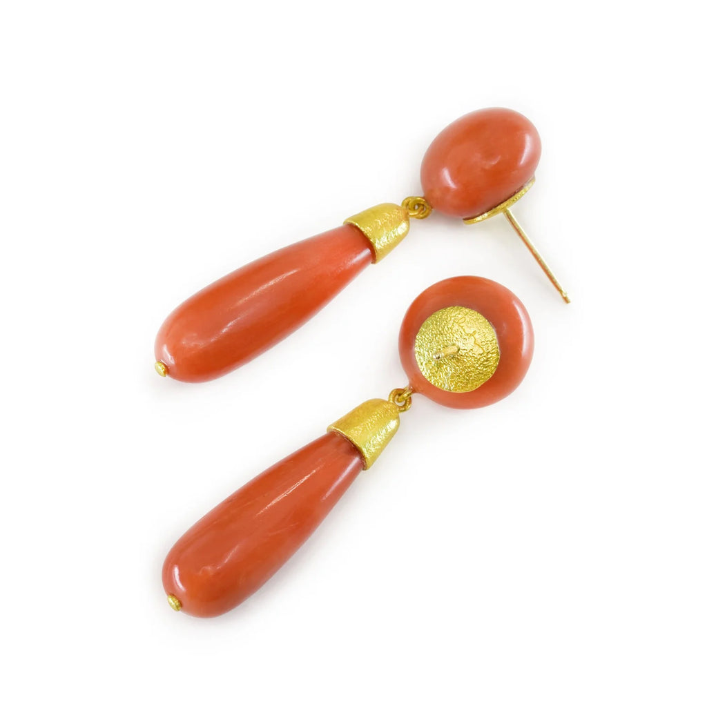 22k + Antique Coral Drop Earrings