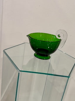 Vintage Green Glass Sugar + Creamer Set