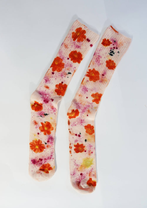 Flower Power Bamboo Socks in Pink Floral
