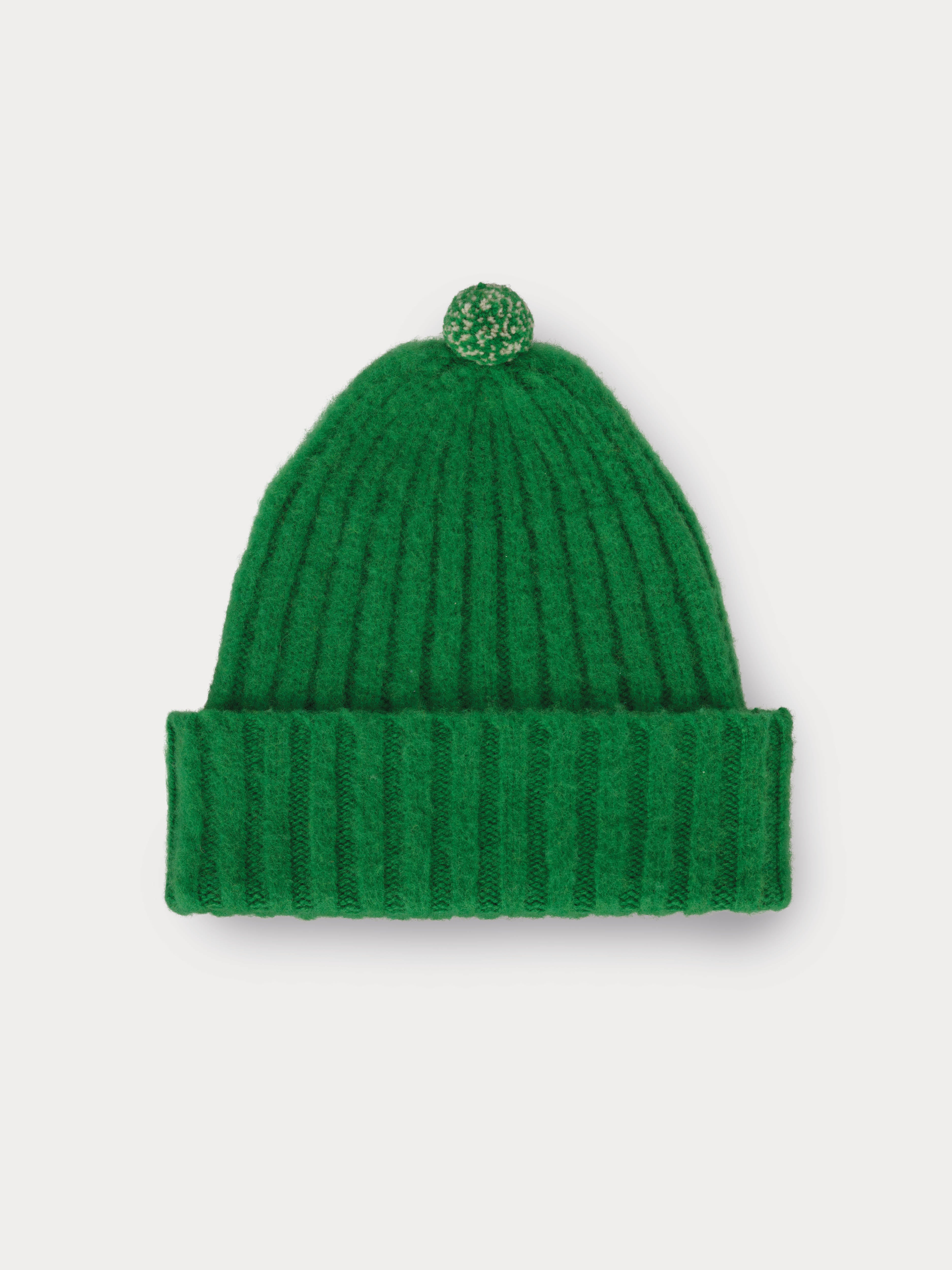 Brushed Rib Hat Speckled Pompom in Pagoda