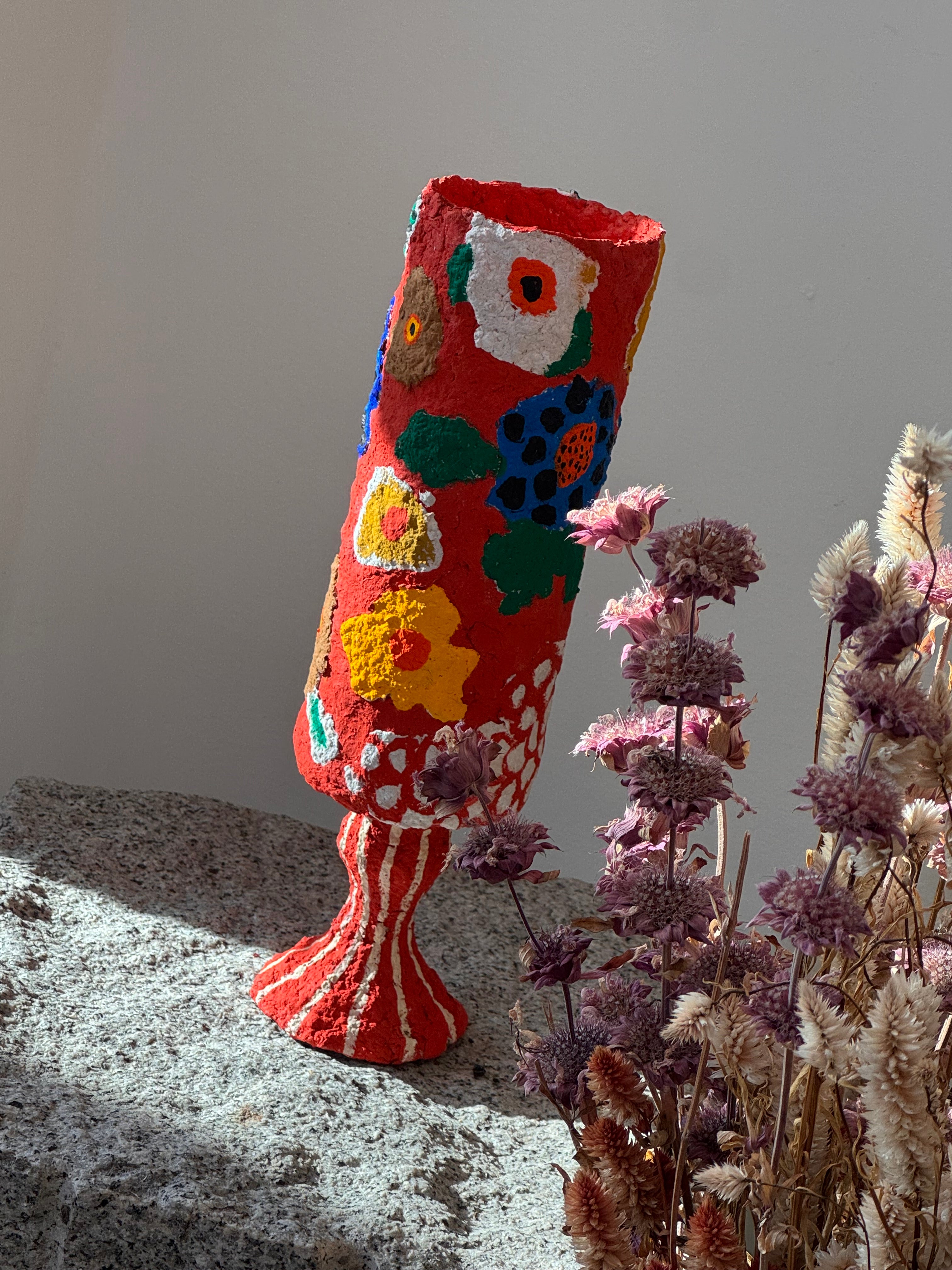Floral Pedestal Tube Vessel