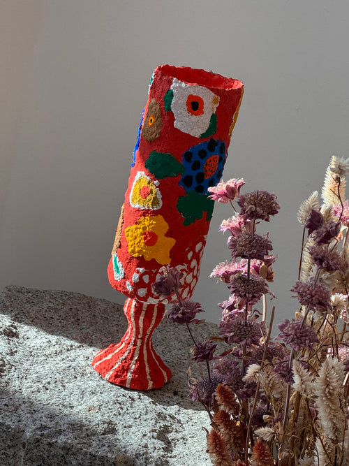 Floral Pedestal Tube Vessel