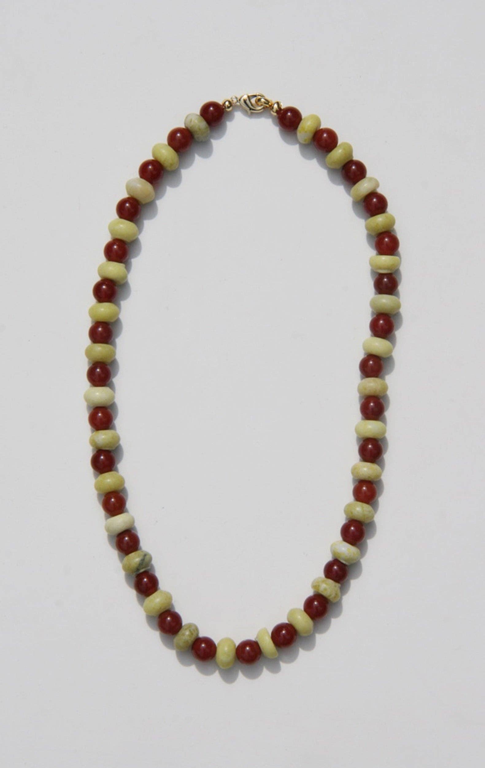 Carmello Carnelian and Serpentine Beaded Necklace