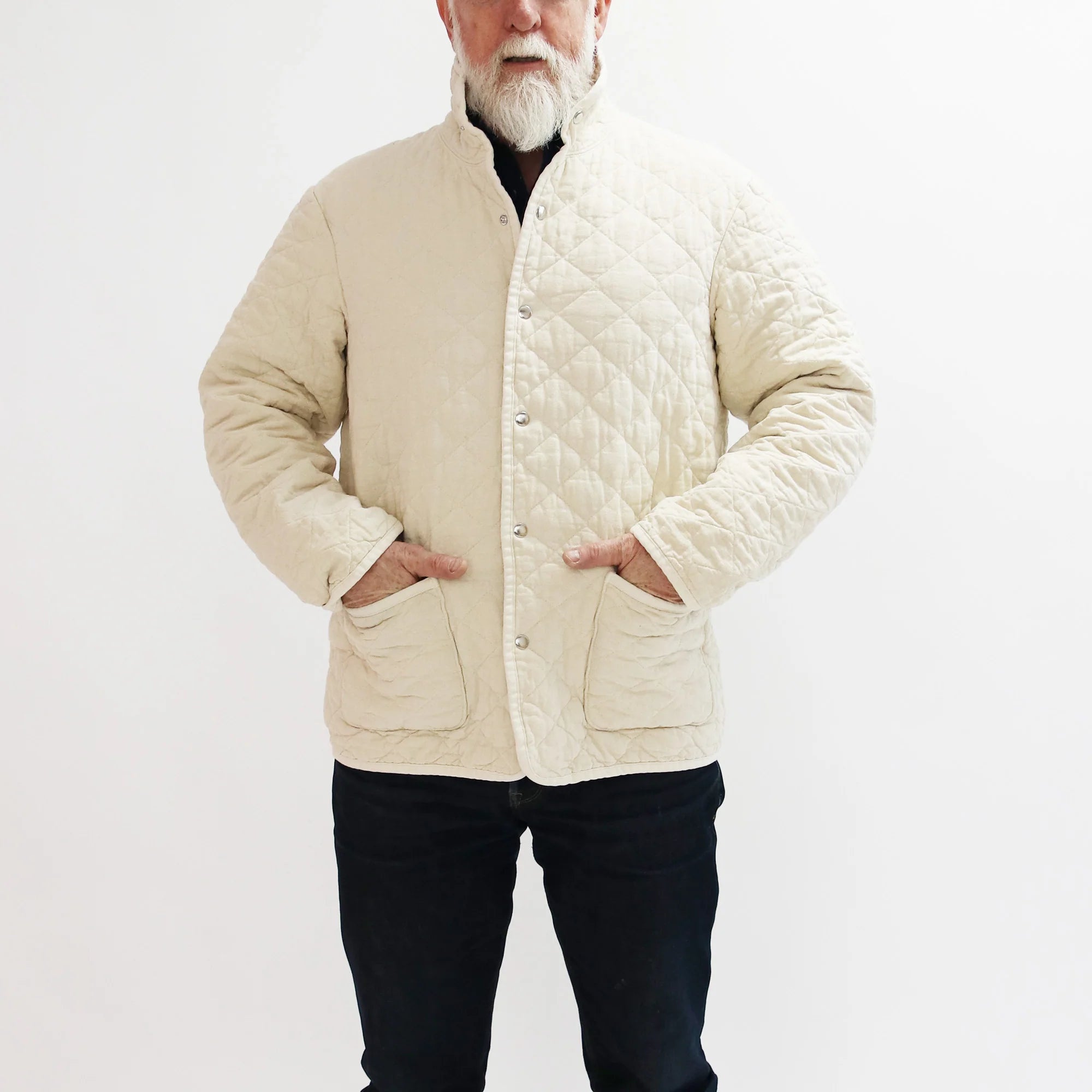 Quilted Snap Jacket in Natural