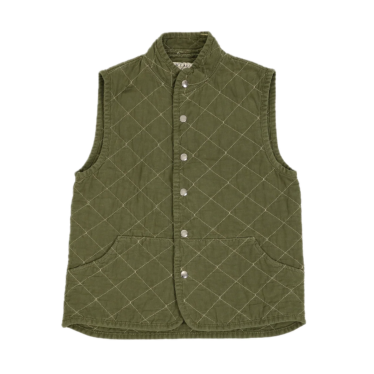 Quilted Snap Vest in Olive
