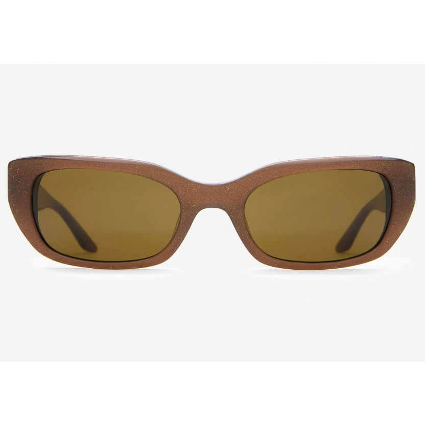 Brown sunglasses with a white background