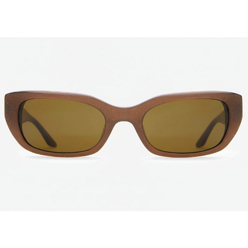 Brown sunglasses with a white background