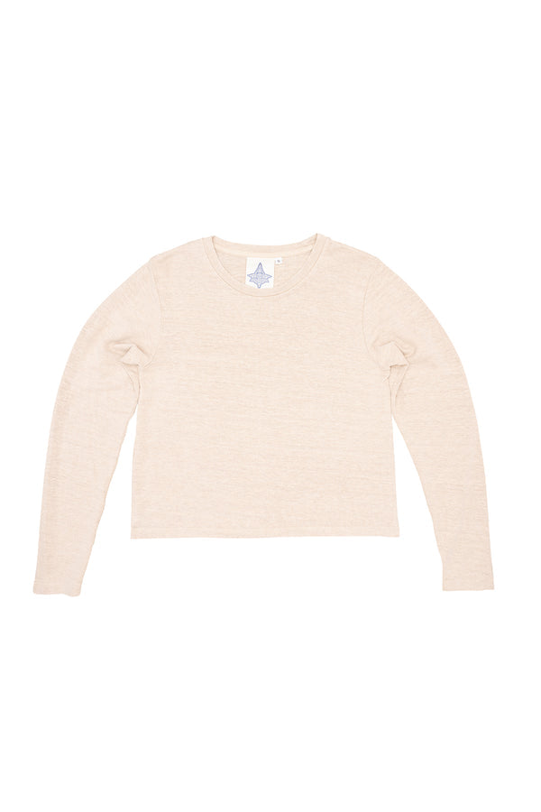 Cropped Bishop Long Sleeve Tee in Stucco Beige