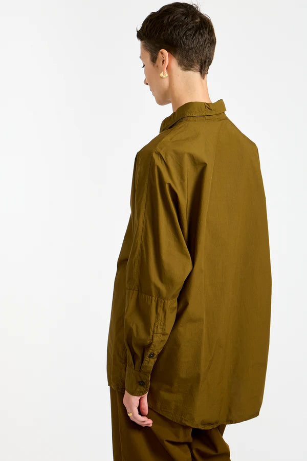 The Oversized Shirt in Olive Cotton Poplin