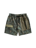 Camouflage shorts with a pocket on a light gray background