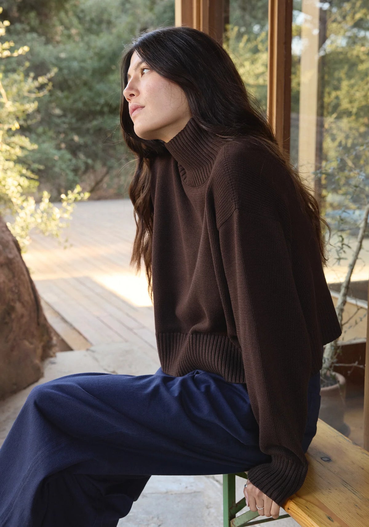 FIRST RITE | Crop Turtleneck in Walnut