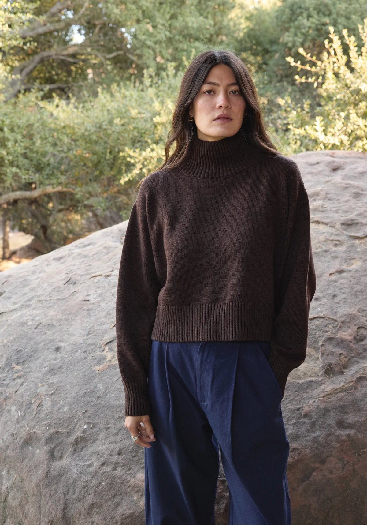 FIRST RITE | Crop Turtleneck in Walnut