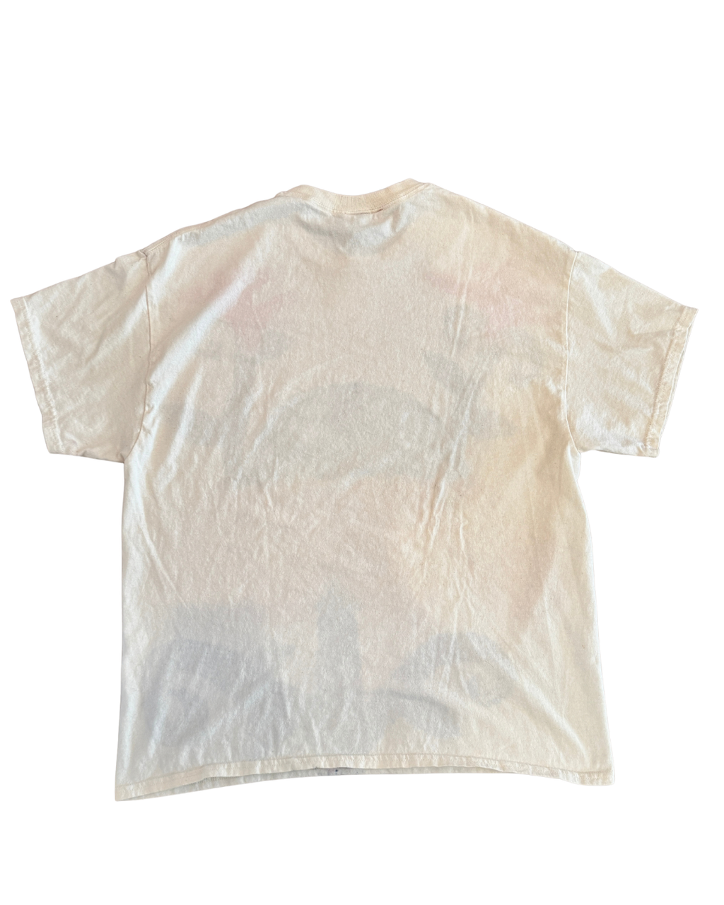 A cream-white short-sleeve t-shirt shown from the back, laid flat against a solid white background.