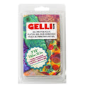 Gelli Arts gel printing plate packaging with colorful designs on a white background