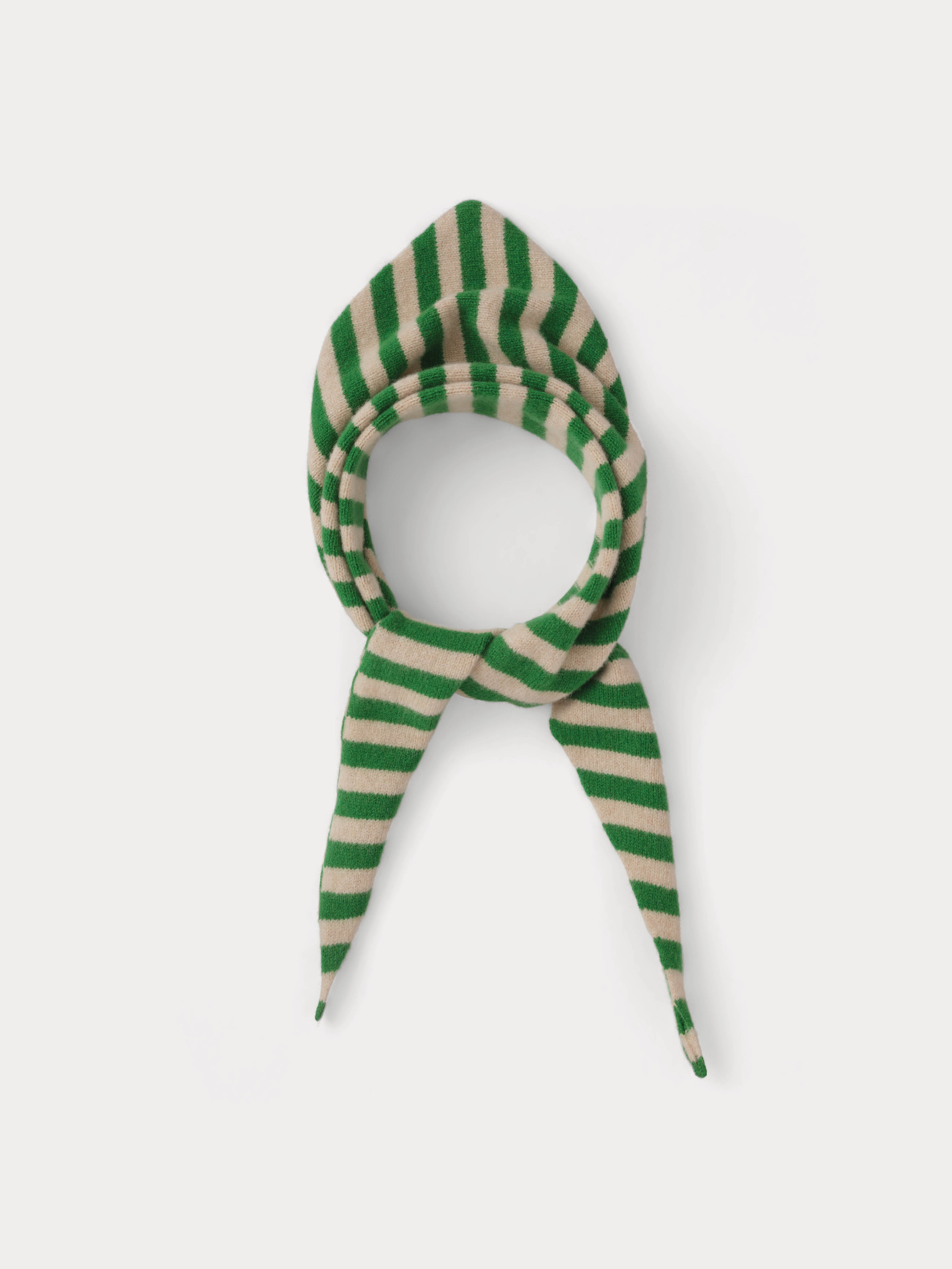 Plain Triangle Neckerchief in Pagoda + Oatmeal Stripe