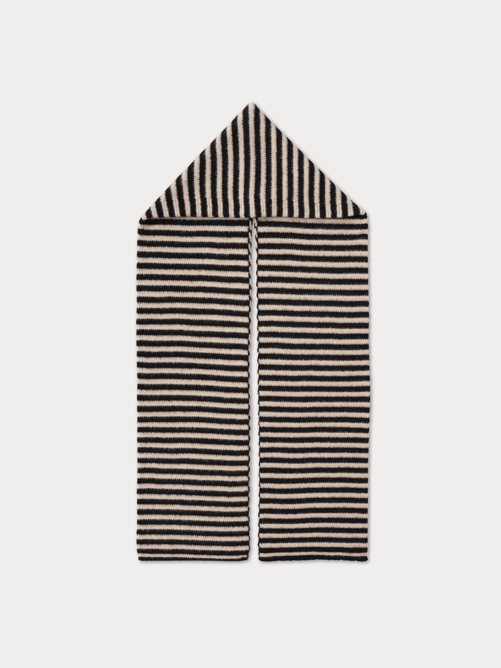 Striped Brushed Hood Scarf Black + Oatmeal